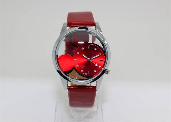 Конструкции шаржа wristwatch сплава кожаной планки wristwatch круглой прозрачной Unisex