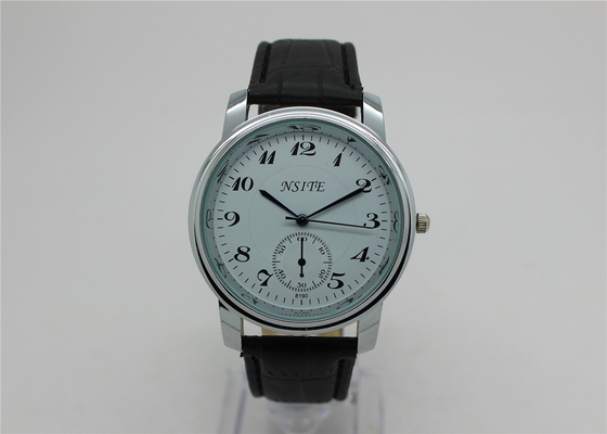 Big Face Alloy Wrist Watches leather strap 24H indicator / analog quartz watch