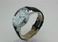 Big Face Alloy Wrist Watches leather strap 24H indicator / analog quartz watch